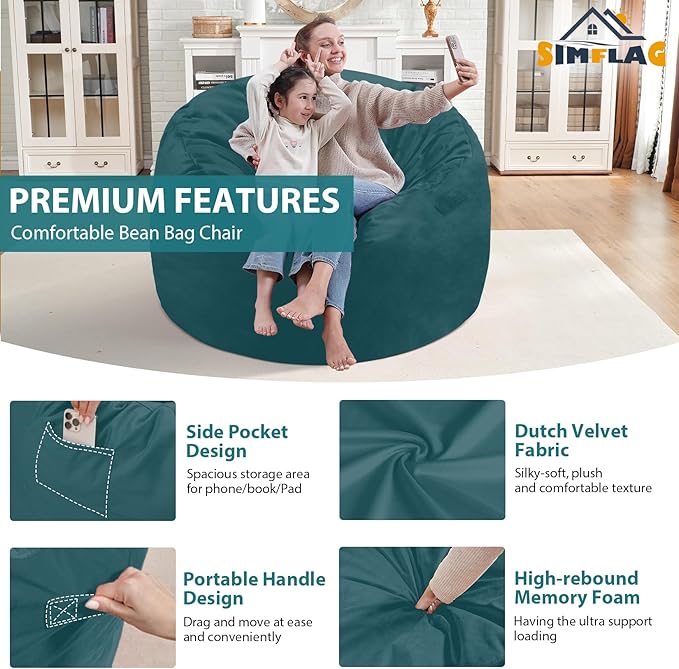 3FT Bean Bag Chair, Comfy Bean Bag Chairs - Image 4
