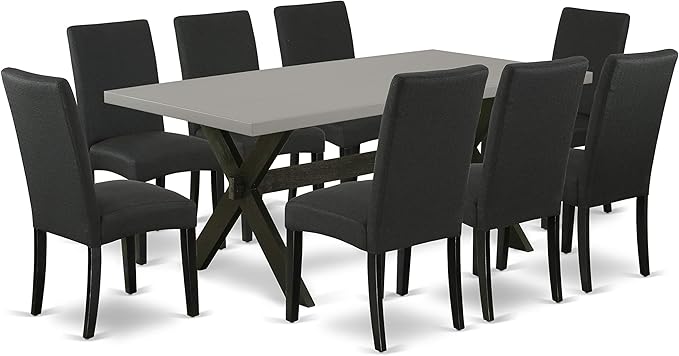 East West Furniture X697DR124-9 9 Piece Modern Dining Table Set Includes a - Image 2