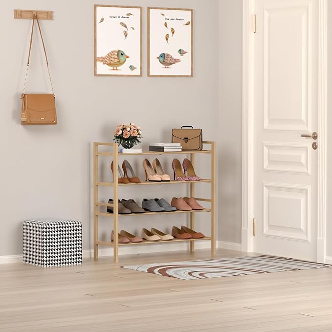 Haddockway Bamboo Shoe Rack for Closet, Free Standing Shoe Organizer - Image 2