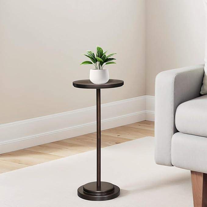 Drink Table Set of 2, Small Round Pedestal Side Table by COVLON
