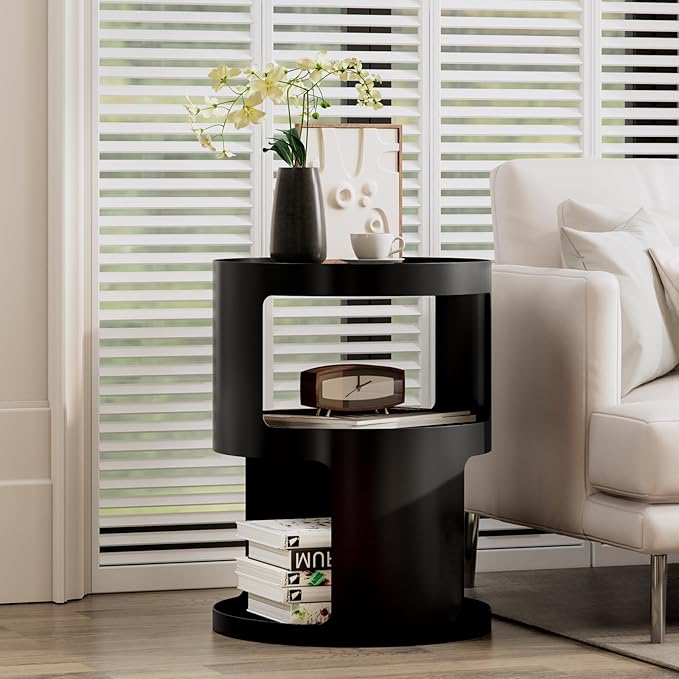 XIV Side Table, Round End Table, Modern Nightstand, Metal Accent Table - Image 2