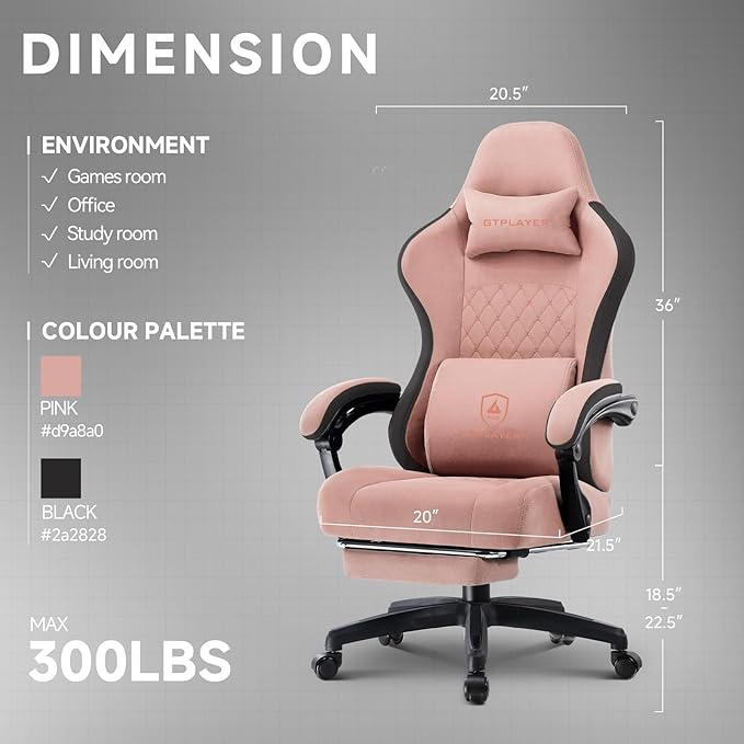 GTPLAYER Office Chair, Gaming Computer Desk Fabric Chair - Image 3