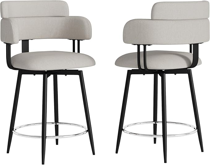 Swivel Bar Stools Set of 2, Counter Height Bar Stools - Image 9