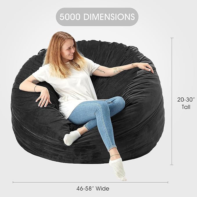 HABUTWAY Bean Bag Chair: Giant 5' Memory Foam Furniture Bean Bag Chairs - Image 3