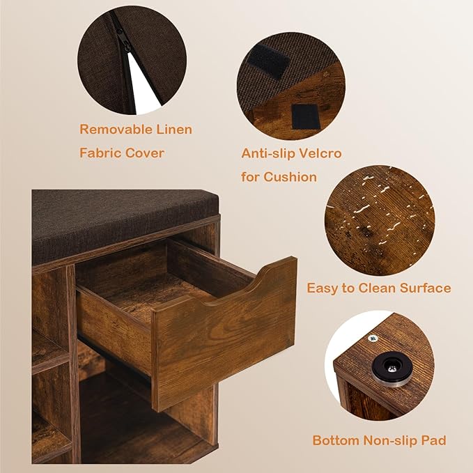 DINZI LVJ Shoe Bench, Entryway Storage Bench - Image 9