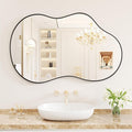 WEER Irregular Wall Mirror, 24x36 inch Black Asymmetrical Mirror Wall Mounted by WEER