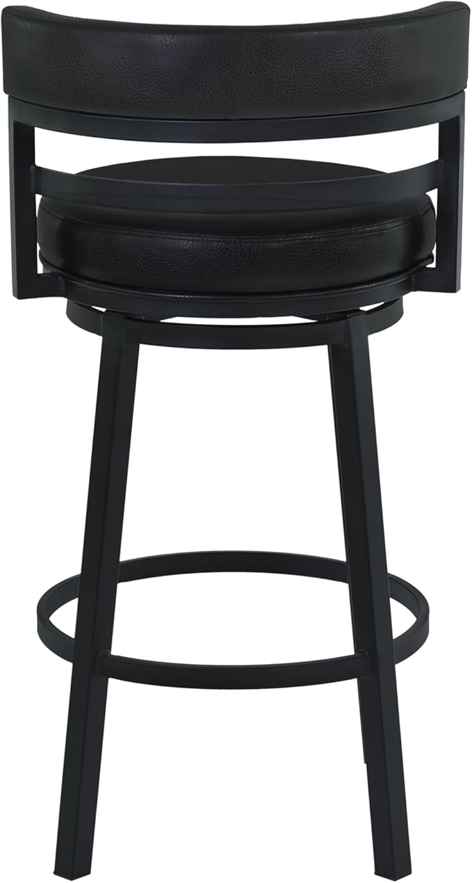 Armen Living Madrid 26" Seat Height Swivel Modern Ford Black Faux Leather and - Image 6