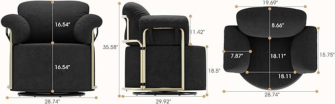 KEIKI Modern Comfy Swivel Accent Reading Chair, 360°Round Upholstered Barrel - Image 2