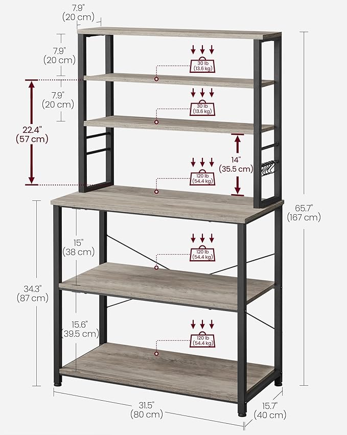 VASAGLE Coffee Bar, 31.5 Inches Baker's Rack - Image 3