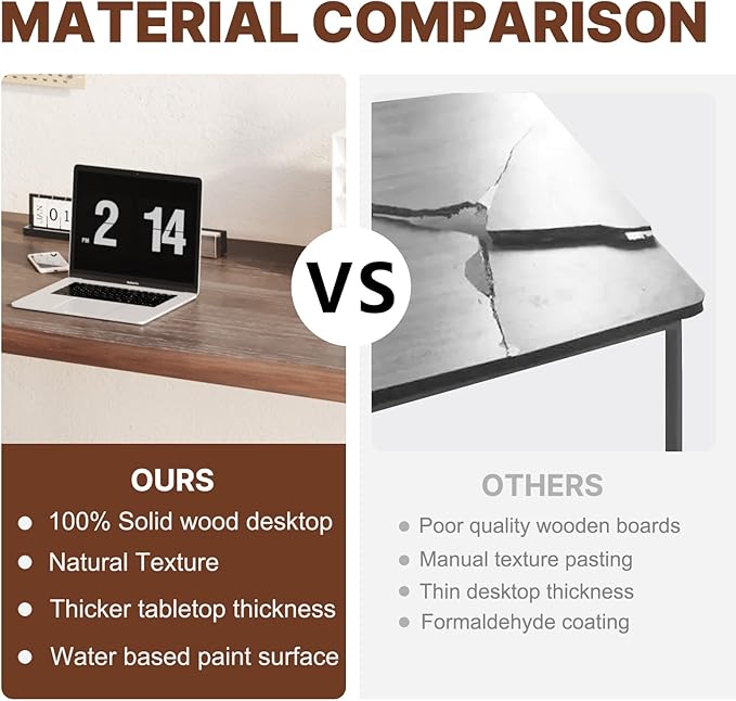 Solid Wood Computer Desk 55.1-inch Large Office Desk Home Simple Modern Long - Image 4