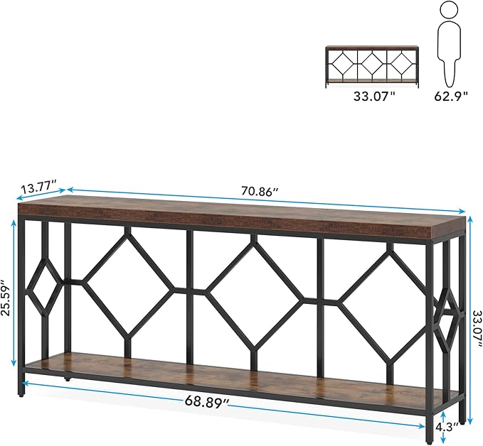 Tribesigns 71 Inch Extra Long Sofa Table, Narrow Long Sofa Console Tables - Image 2
