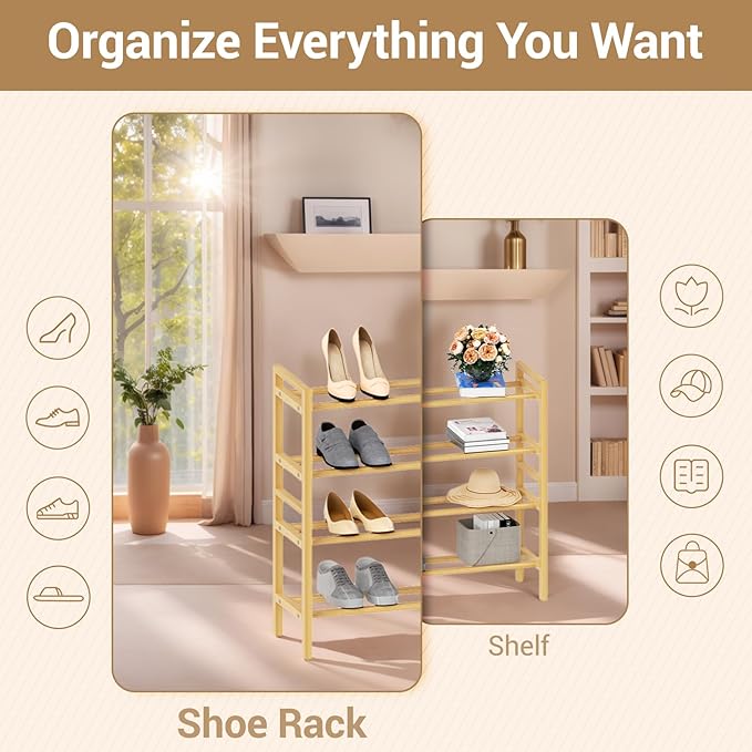 Haddockway Bamboo Shoe Rack for Closet, Free Standing Shoe Organizer - Image 5