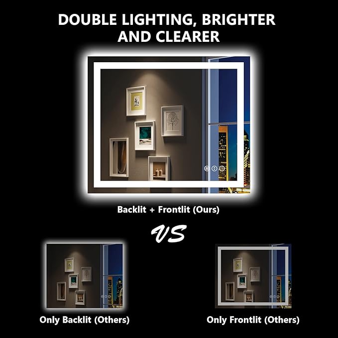 48x36 Inch LED Bathroom Mirror - Image 3