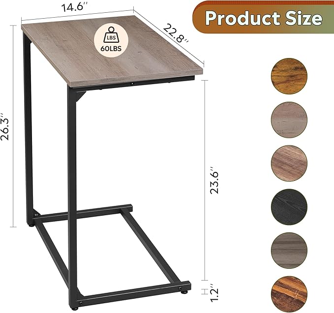 WLIVE C-Shaped End Table, Small Side Tables - Image 3