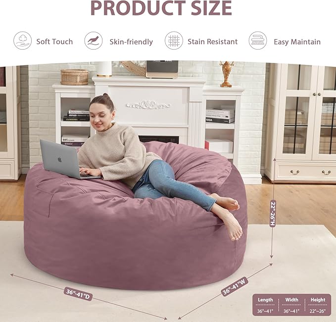 3FT Bean Bag Chair, Comfy Bean Bag Chairs - Image 3