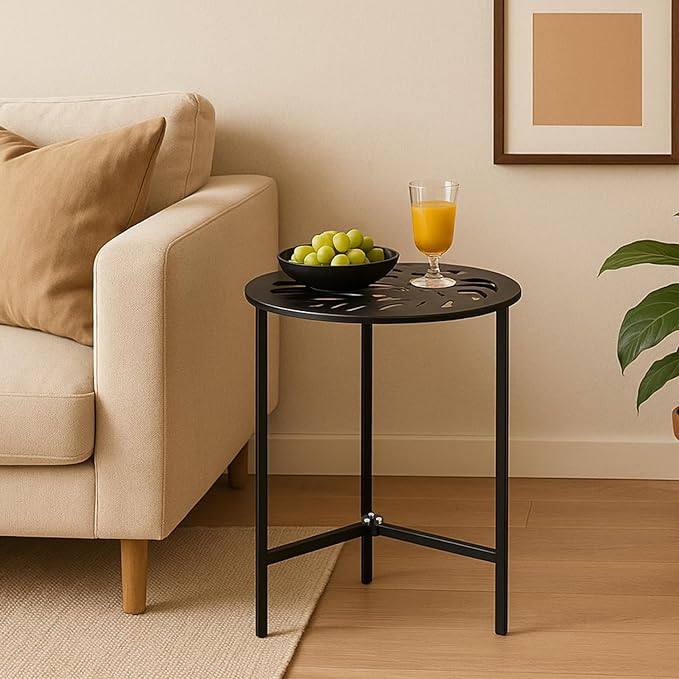 2 Packs 13" Metal Outdoor Side Tables Small Black Outside End Table - Image 8