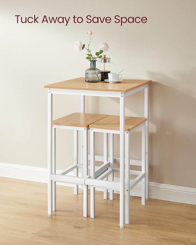 VASAGLE Bar Table and Chairs Set, Square Table - Image 5