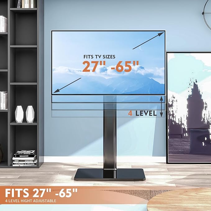 Universal Floor TV Stand with Mount 80 Degree Swivel Height Adjustable and - Image 5