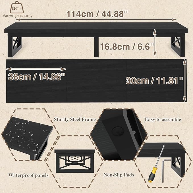 IBUYKE 45" Large TV Riser for 32-60 inch TV, Tabletop Short TV Stand - Image 3