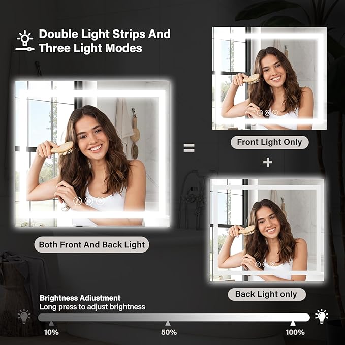 40"x 40" LED Bathroom Mirror, Backlit + Front Lit, LED Bathroom Mirror - Image 8