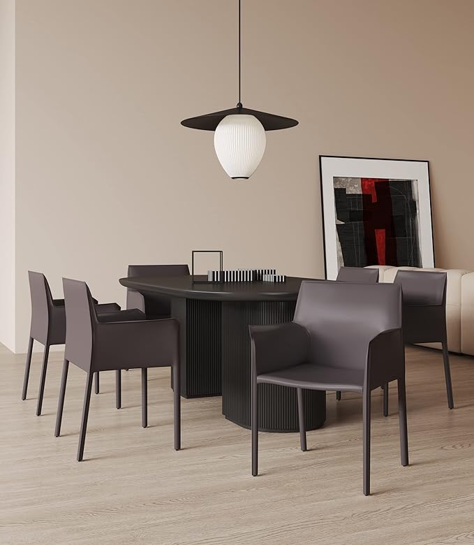 Manhattan Comfort Paris Modern Saddle Leather Dining Chairs, Metal Frame - Image 2