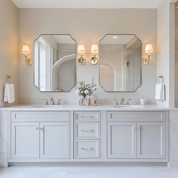 ANDY STAR Scalloped Bathroom Mirror, 24x32’’ Brushed Nickel Rectangle Mirror - Image 9