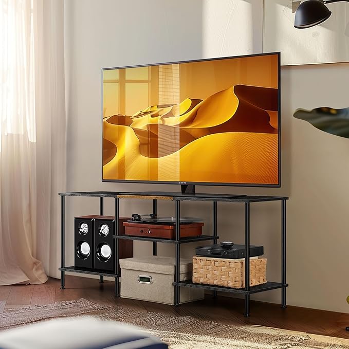 50 Inch TV Stands for Living Room Black Entertainment Center - Image 5