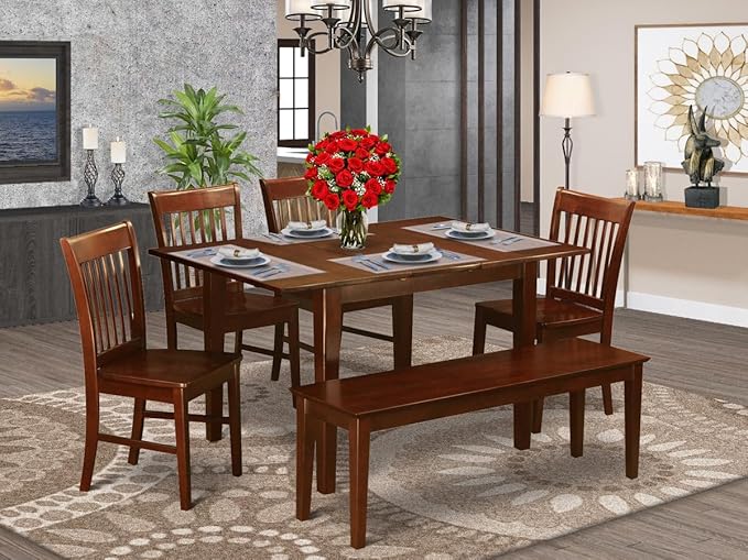 East West Furniture PSNO6C-MAH-W 6 Piece Kitchen Table & Chairs Set Contains a - Image 2