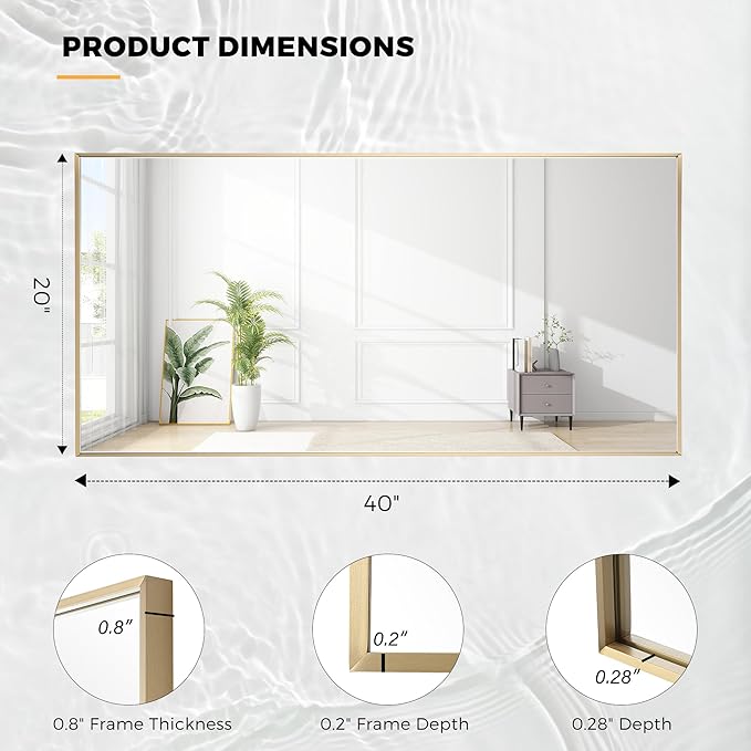 20x40 Inch Brass Bathroom Mirror - Image 9