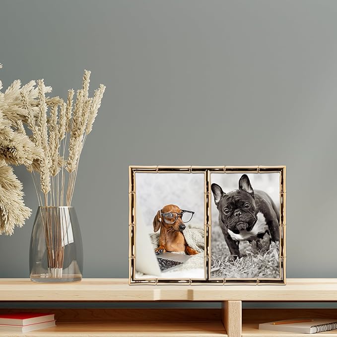 Lawrence Frames 4x6 Double Gold Metal Picture Frame - Image 3