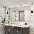 Brushed Nickel Bathroom Mirror 72x40 Inch, Brushed Silver Metal Frame Mirror by JISOSO