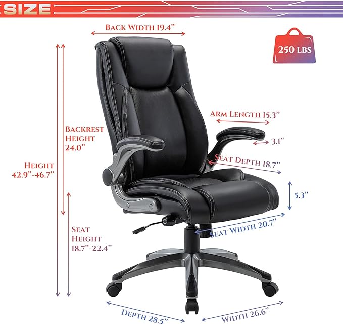 COLAMY Ergonomic Office Chair, High Back Leather Desk Chair - Image 3