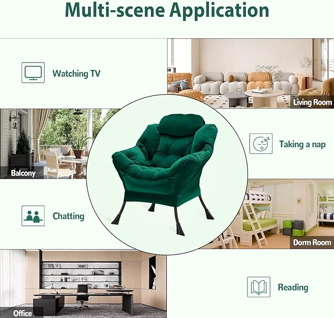 Lazy Chair Thick Padded, Comfy Velvet Accent Lounge Chair - Image 7