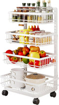 4-Tier Kitchen Storage Cart, Metal Utility Rolling Cart by Aupekro