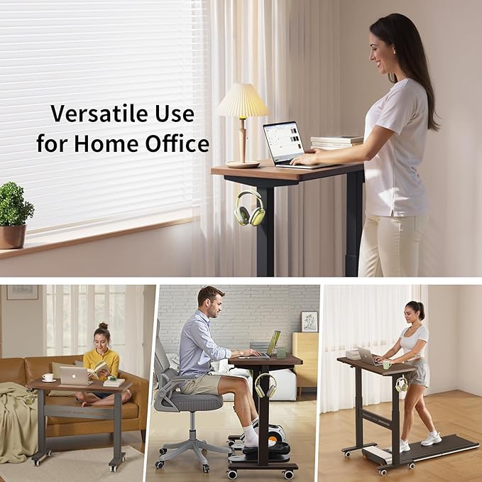 Mobile Walking Pad Desk with Wheels, Pneumatic Small Rolling Standing Desk - Image 7