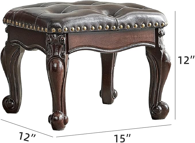Foot Stool Ottoman with Microfiber Leather Cushion Footrest Sofa Stool - Image 3