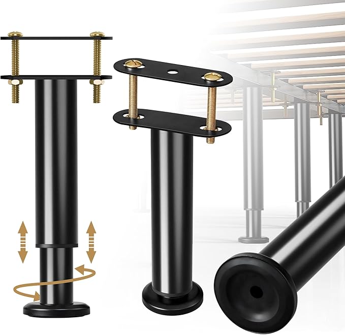 Adjustable Bed Frame Center Support Legs, Heavy Duty Cold Rolled Steel Bed Slat by Laowu
