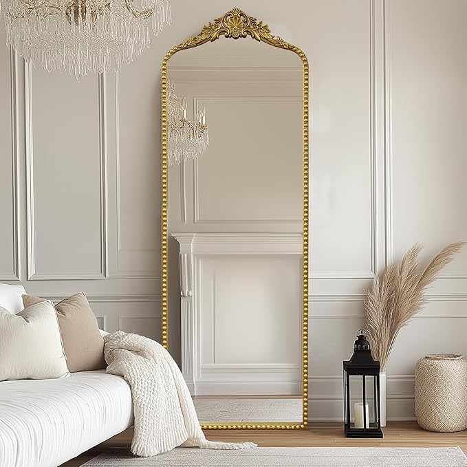 G-LEAF Vintage Baroque Full Length Floor Mirror 22"X65", Victorian Antique - Image 3