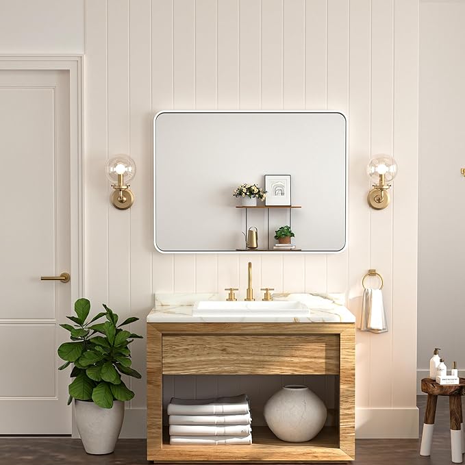 Keonjinn White Bathroom Vanity Mirror - Image 9