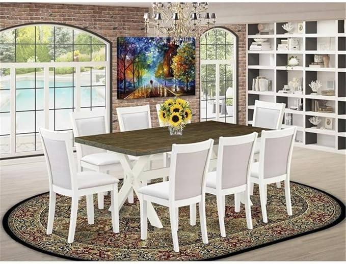 East West Furniture X077MZ001-9 9 Piece Dining Room Table Set Includes a - Image 2