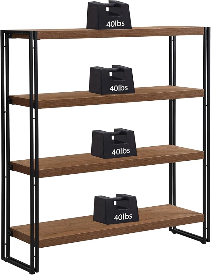 4 Tier Bookshelf Rustic Industrial Bookcase - Image 6