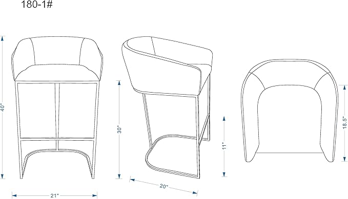 Manhattan Comfort Louvre 30 Inch Mid Century Modern Counter Height Bar Stools - Image 3