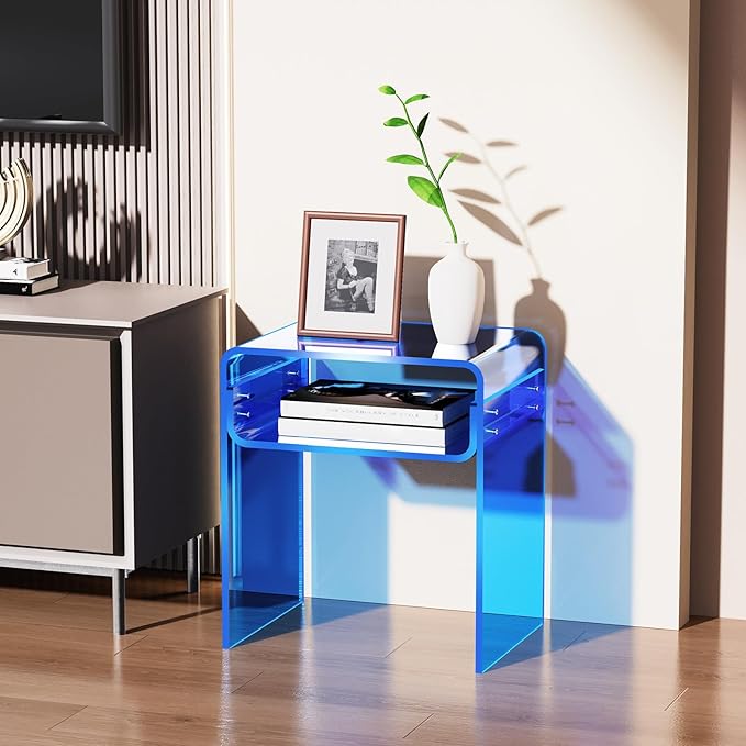 Clear Acrylic End Table 2-Tier Bedside nightstand - Image 2