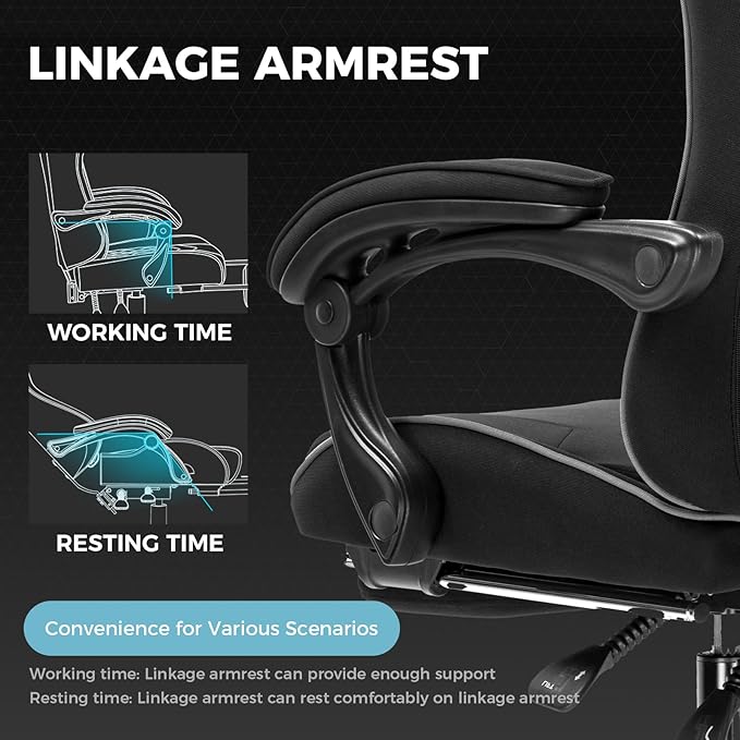 GTPLAYER Gaming Chair with Footrest, Computer Chair with and Lumbar Support - Image 6