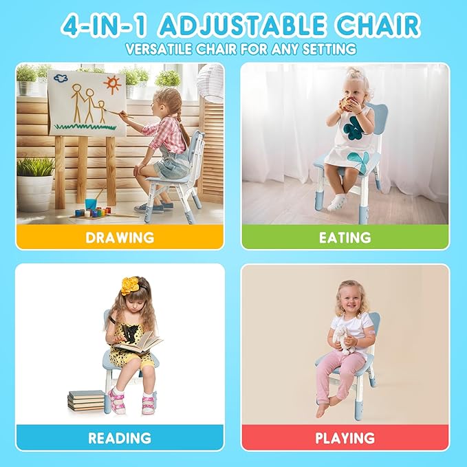 Kids Height Adjustable Toddler Chair Max Load 220LBS Plastic Indoor Outdoor - Image 7