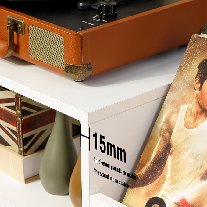 Record Player Stand, Large Record Player Table Cabinet - Image 7