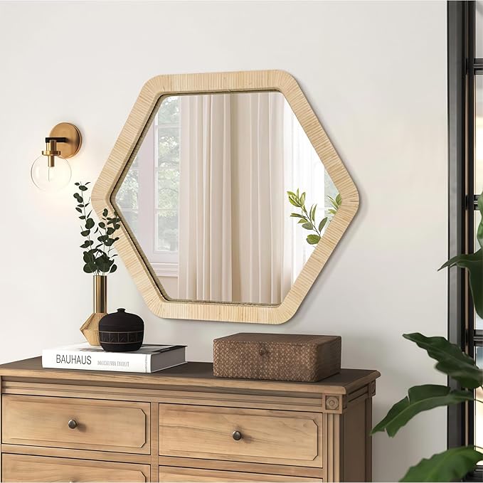 ULIKE Rattan Mirror for Wall, Bathroom 24 Inch Rustic Farmhouse Wall Decor - Image 6