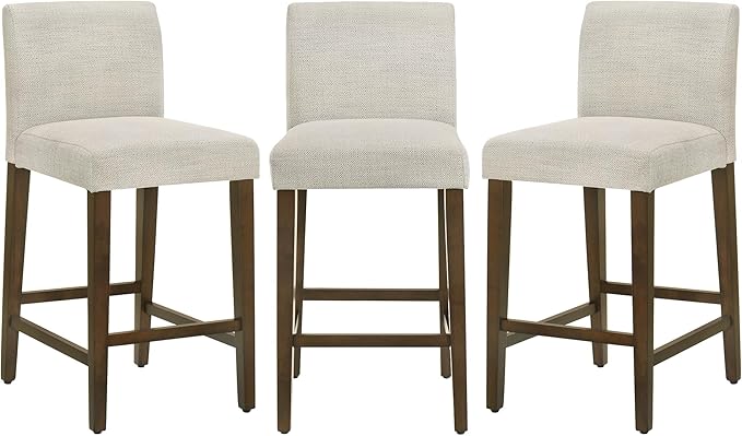 CHITA Counter Height Bar Stools Set of 3, Fabric in Ivory by CHITALIVING