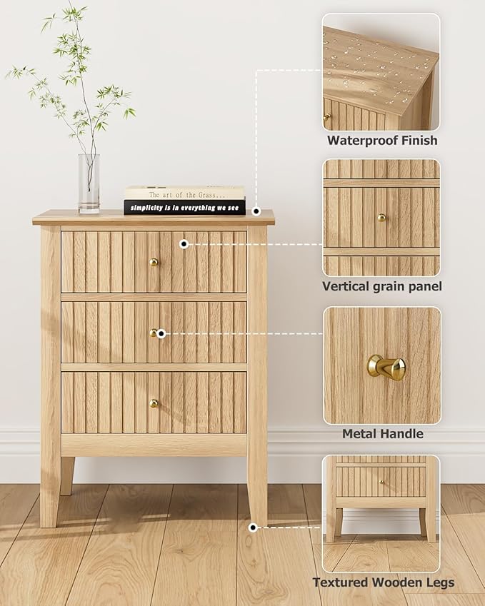 Fluted Nightstand, Farmhouse Night Stand - Image 4