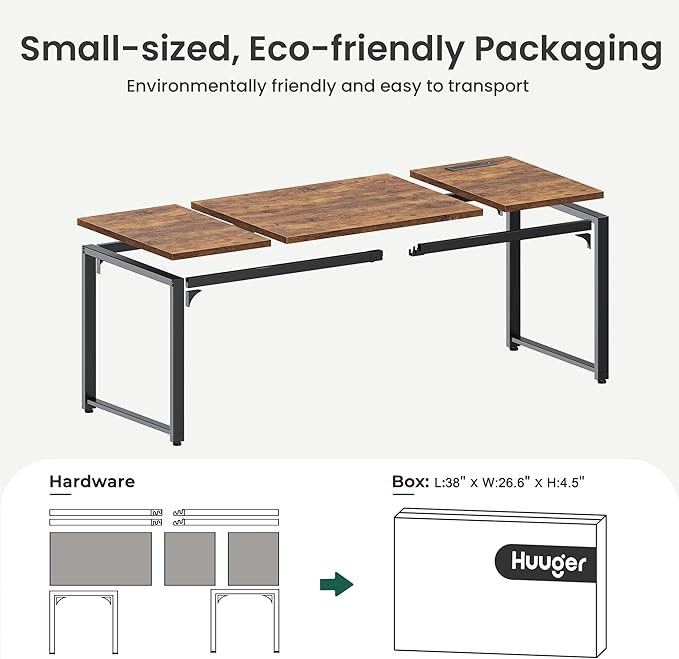 Huuger 63 x 24 inch Desk with Power Outlets & USB-C, Deeper & Thicker Desktop - Image 9